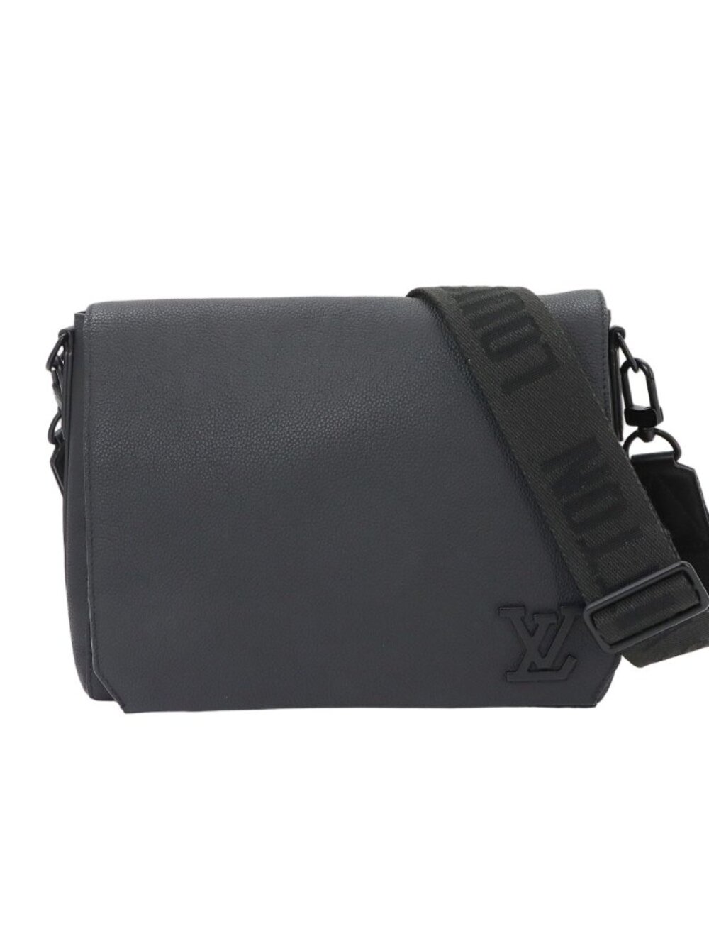 Louis Vuitton Aerogram Takeoff Messenger Shoulder Bag Leather Black